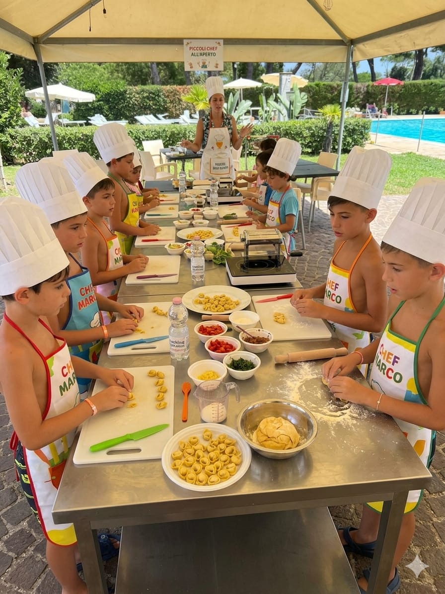 Bambini durante il corso di cucina