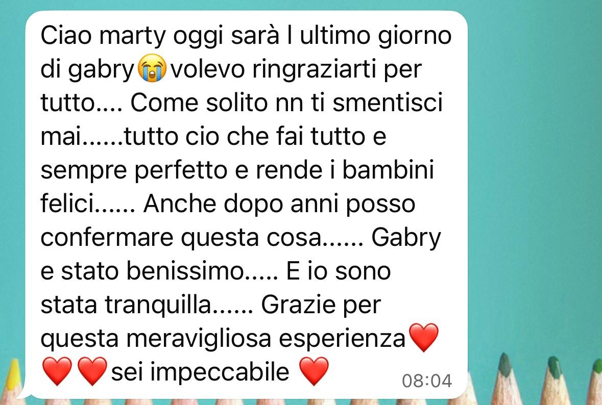 Messaggio di ringraziamento per il campus estivo